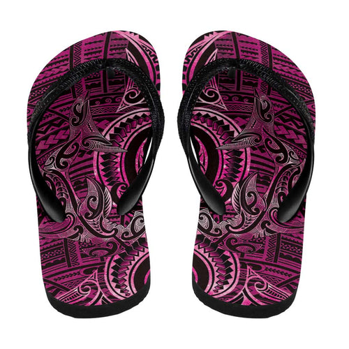 New Zealand Hammerhead Shark Flip Flops Maori Haehae Mangopare Pink - Aussie Hoodie