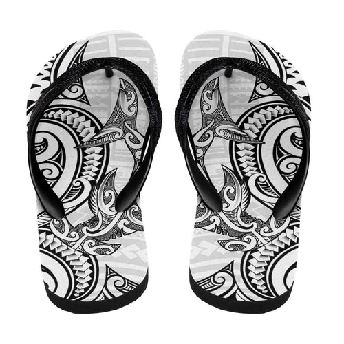 New Zealand Hammerhead Shark Flip Flops Maori Haehae Mangopare White - Aussie Hoodie