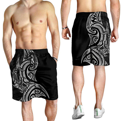 New Zealand Hammerhead Shark Shorts for Men Maori Haehae Mangopare Black - Aussie Hoodie