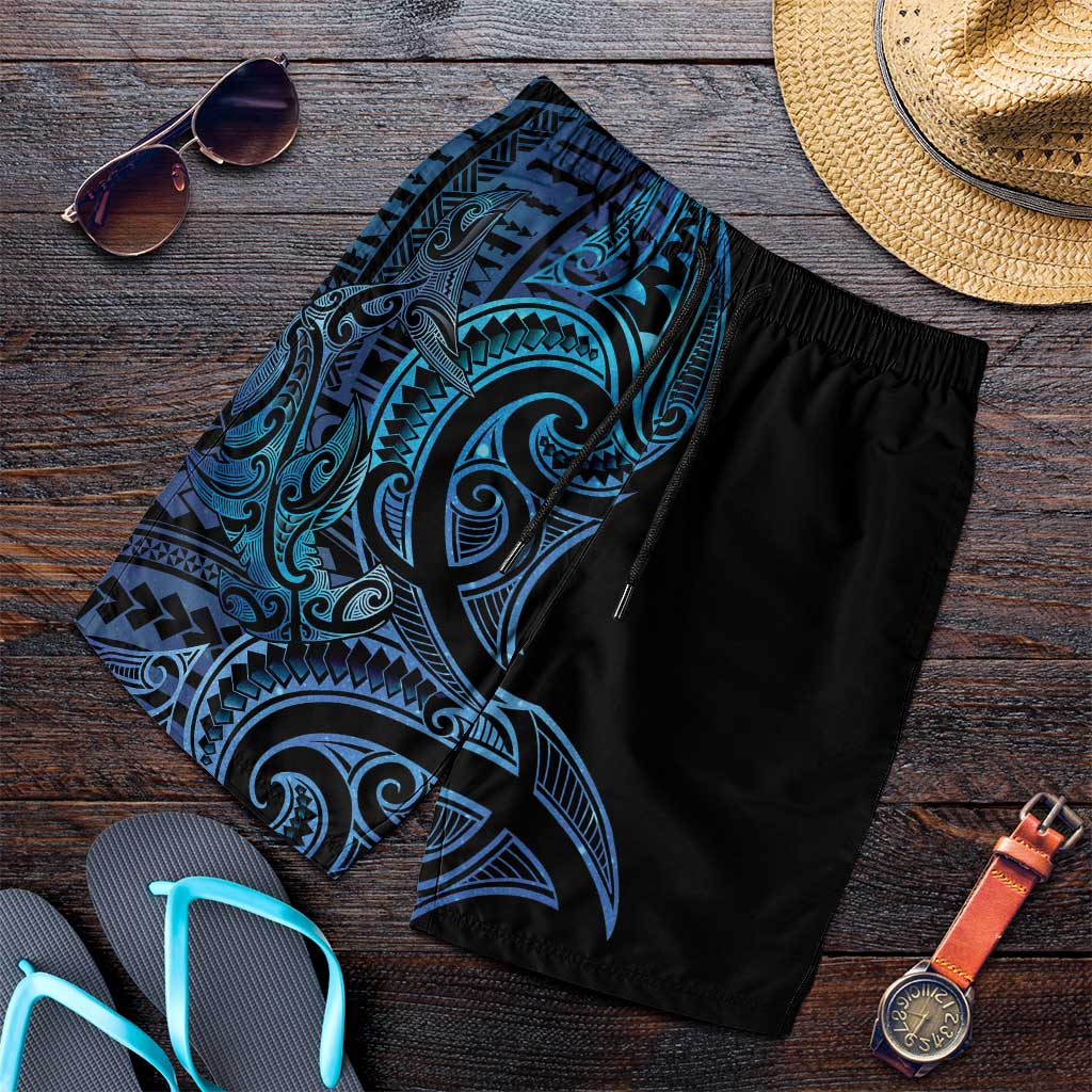 New Zealand Hammerhead Shark Shorts for Men Maori Haehae Mangopare Galaxy - Aussie Hoodie