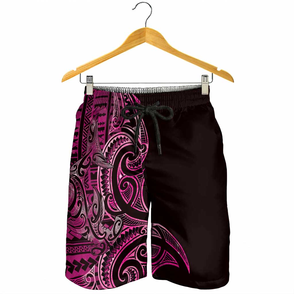 New Zealand Hammerhead Shark Shorts for Men Maori Haehae Mangopare Pink - Aussie Hoodie