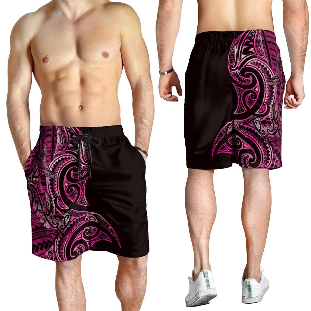 New Zealand Hammerhead Shark Shorts for Men Maori Haehae Mangopare Pink - Aussie Hoodie