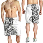 New Zealand Hammerhead Shark Shorts for Men Maori Haehae Mangopare White - Aussie Hoodie