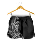 New Zealand Hammerhead Shark Shorts for Women Maori Haehae Mangopare Black - Aussie Hoodie