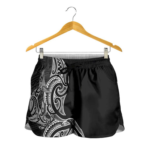 New Zealand Hammerhead Shark Shorts for Women Maori Haehae Mangopare Black - Aussie Hoodie