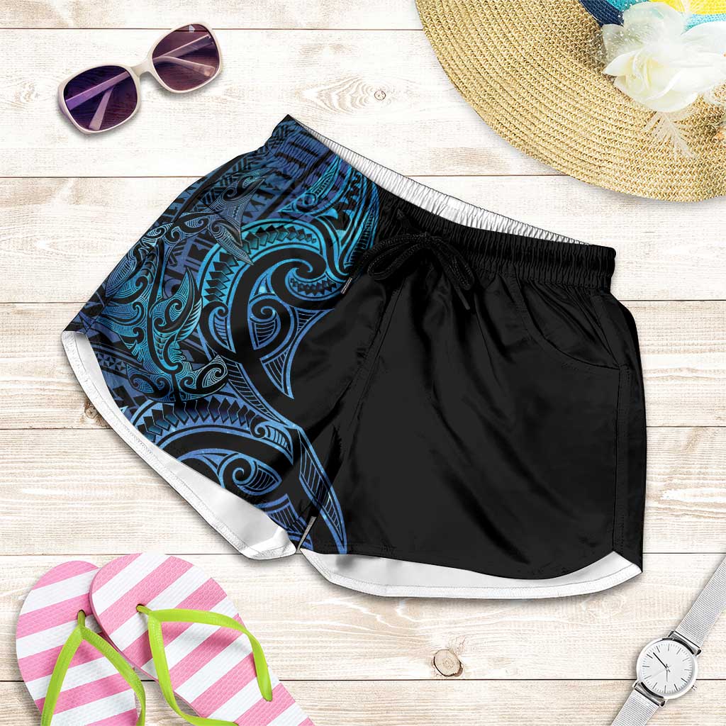 New Zealand Hammerhead Shark Shorts for Women Maori Haehae Mangopare Galaxy - Aussie Hoodie