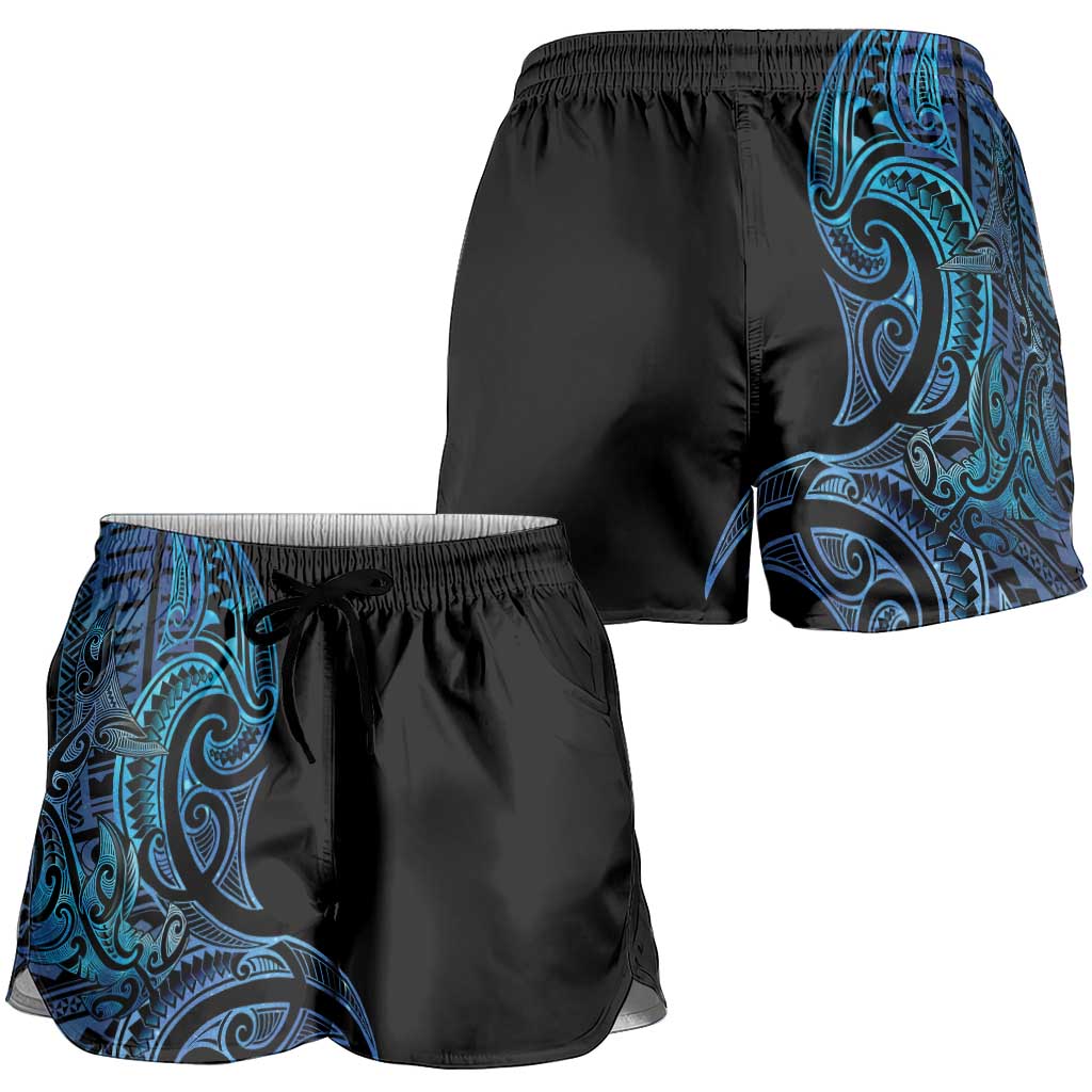 New Zealand Hammerhead Shark Shorts for Women Maori Haehae Mangopare Galaxy - Aussie Hoodie