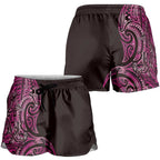 New Zealand Hammerhead Shark Shorts for Women Maori Haehae Mangopare Pink - Aussie Hoodie