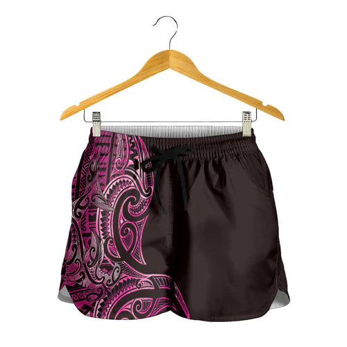 New Zealand Hammerhead Shark Shorts for Women Maori Haehae Mangopare Pink - Aussie Hoodie