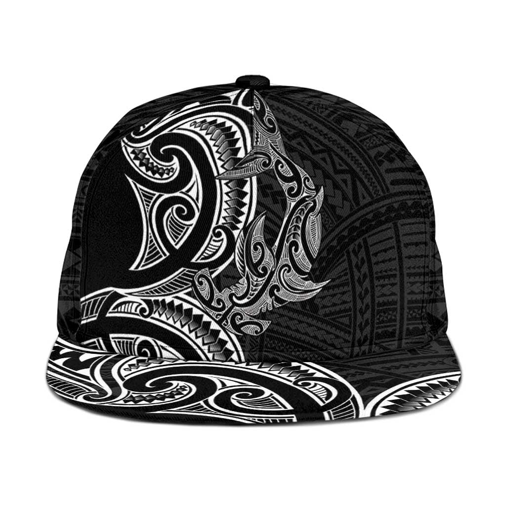 New Zealand Hammerhead Shark Snapback Cap Maori Haehae Mangopare Black - Aussie Hoodie