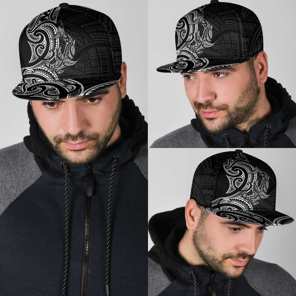 New Zealand Hammerhead Shark Snapback Cap Maori Haehae Mangopare Black - Aussie Hoodie