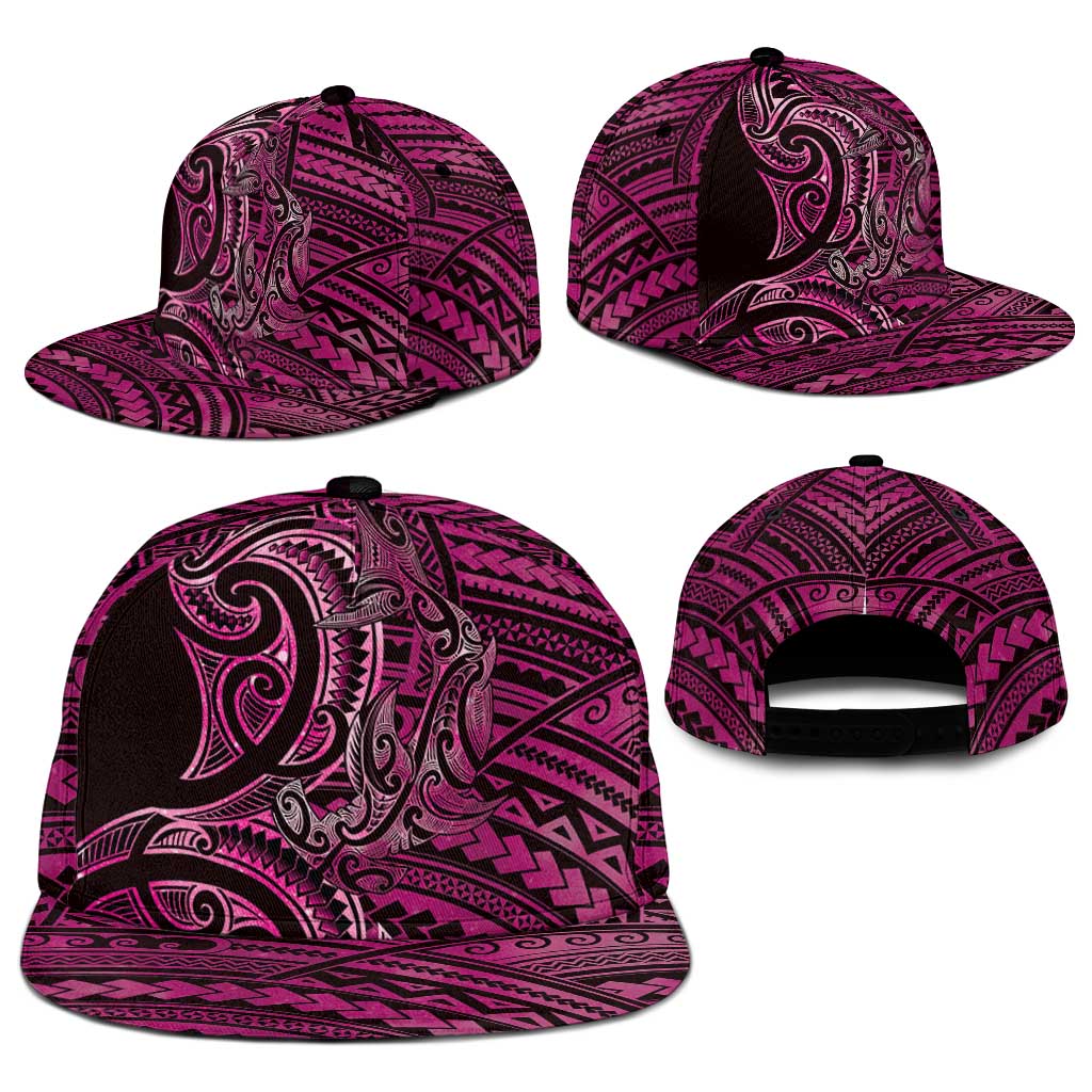 New Zealand Hammerhead Shark Snapback Cap Maori Haehae Mangopare Pink - Aussie Hoodie