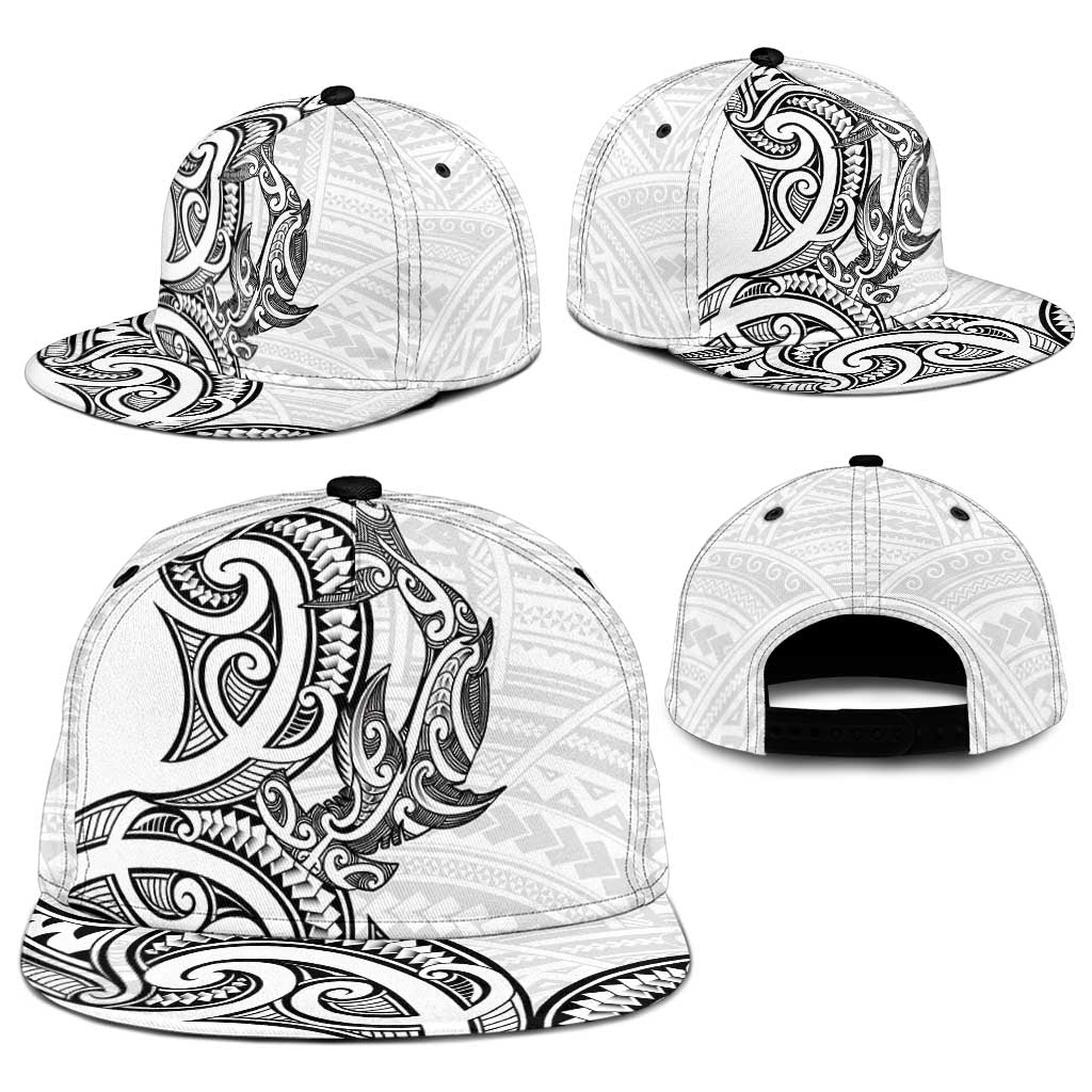 New Zealand Hammerhead Shark Snapback Cap Maori Haehae Mangopare White - Aussie Hoodie