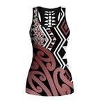 New Zealand Hollow Tank Top Aotearoa Kowhaiwhai Mix Taniko Art - Brown - Aussie Hoodie