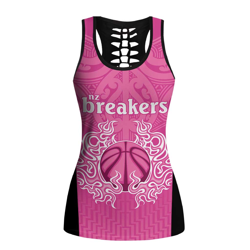 New Zealand Hollow Tank Top Fire Basketball Maori Tribal Pink - Aussie Hoodie