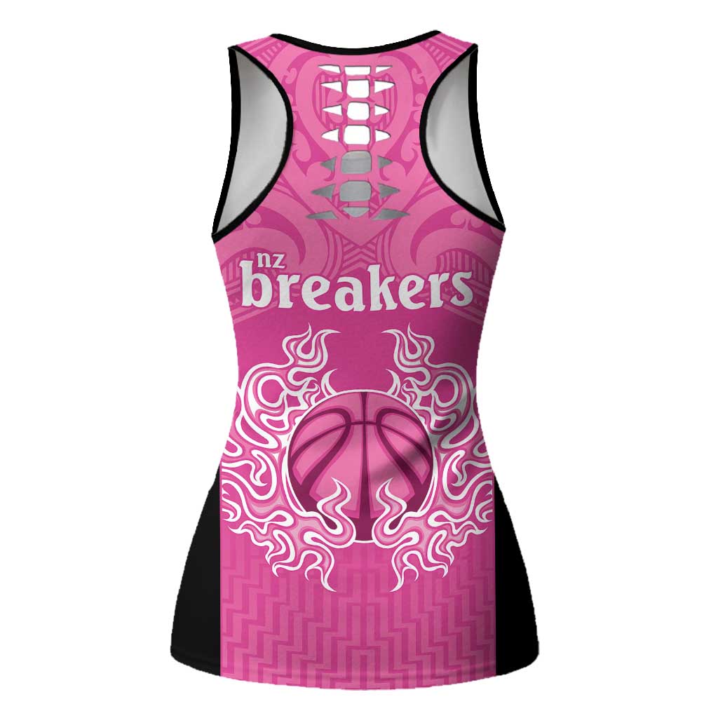 New Zealand Hollow Tank Top Fire Basketball Maori Tribal Pink - Aussie Hoodie