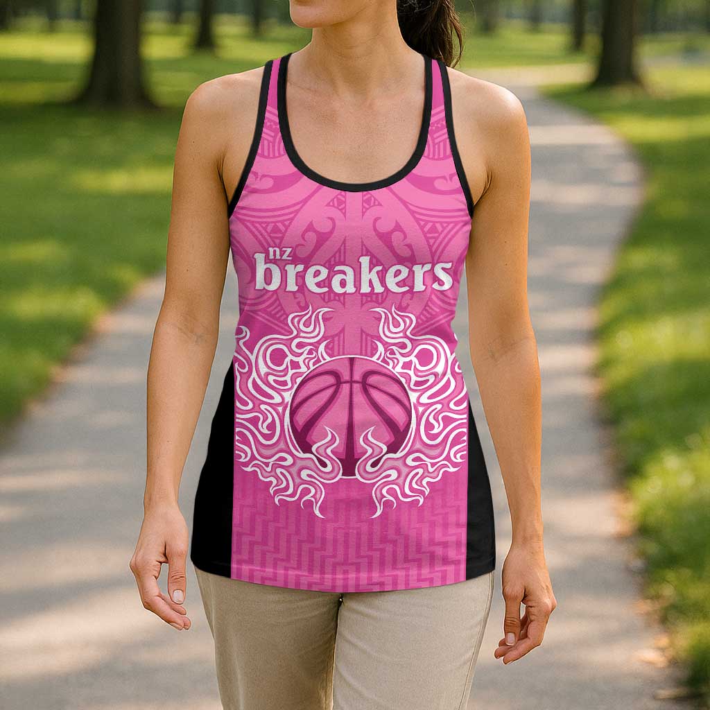 New Zealand Hollow Tank Top Fire Basketball Maori Tribal Pink - Aussie Hoodie