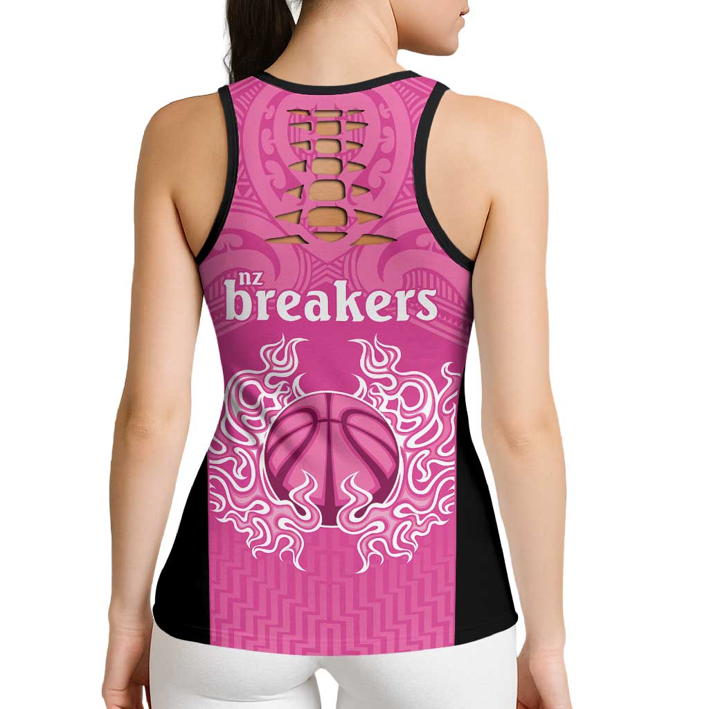 New Zealand Hollow Tank Top Fire Basketball Maori Tribal Pink - Aussie Hoodie