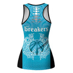 New Zealand Hollow Tank Top Fire Basketball Maori Tribal Sky Blue - Aussie Hoodie