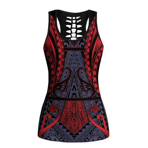 New Zealand Hollow Tank Top Maori Kiwiana Pattern Tukutuku Motif
