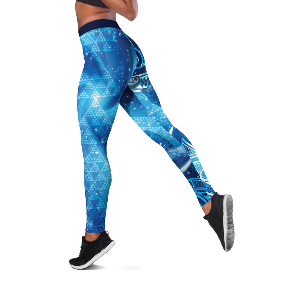 New Zealand Humpback Whale Matariki Leggings Maori New Year Taniko Niho Taniwha