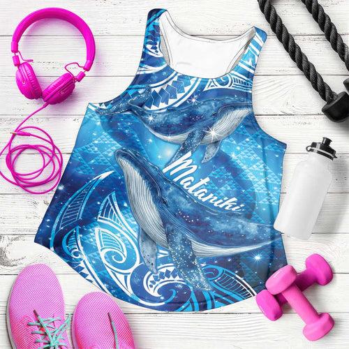 New Zealand Humpback Whale Matariki Women Racerback Tank Maori New Year Taniko Niho Taniwha