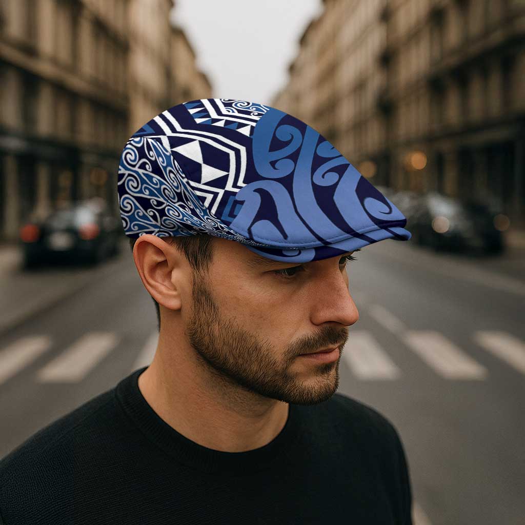 New Zealand Jeff Hat Aotearoa Kowhaiwhai Mix Taniko Art - Blue - Aussie Hoodie