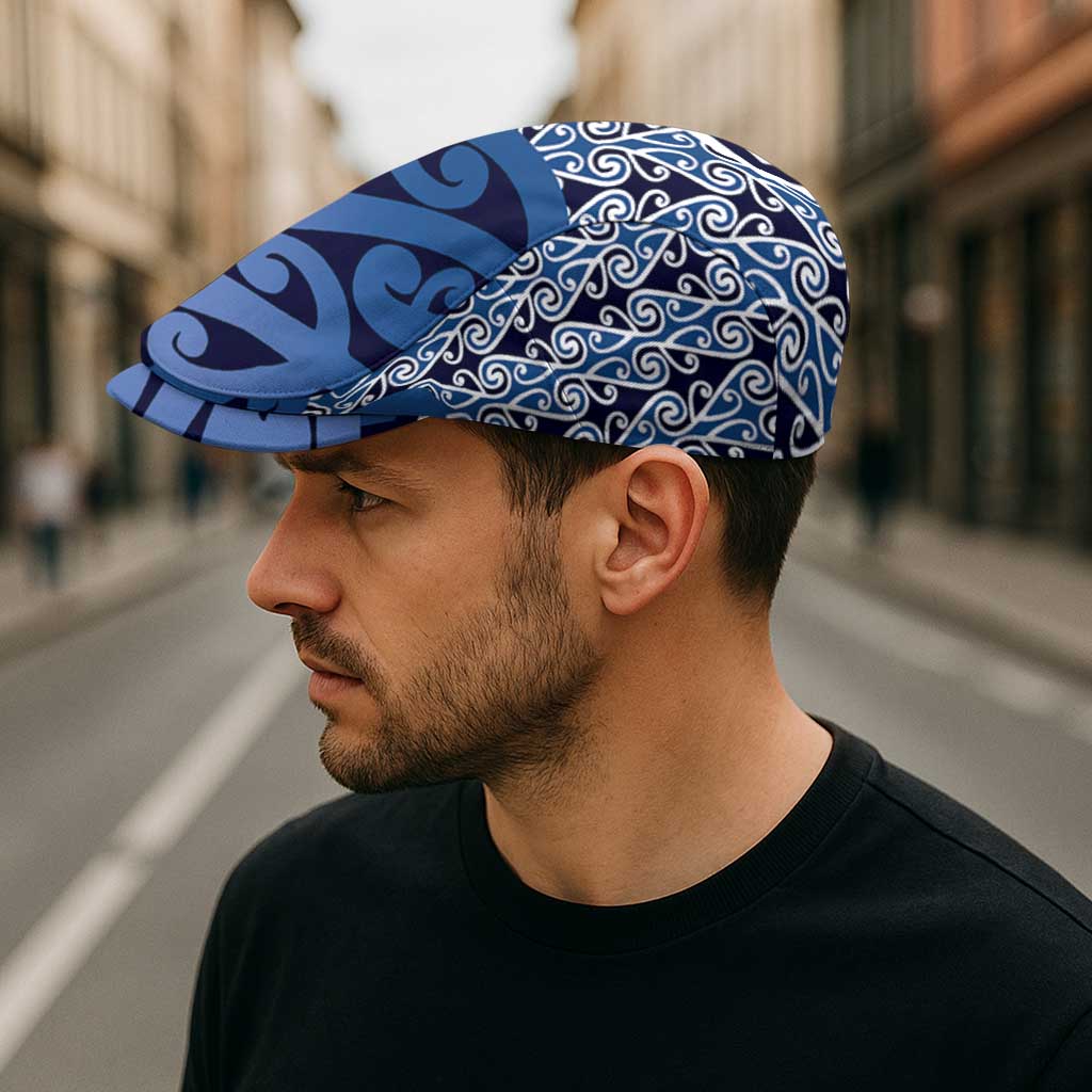 New Zealand Jeff Hat Aotearoa Kowhaiwhai Mix Taniko Art - Blue - Aussie Hoodie