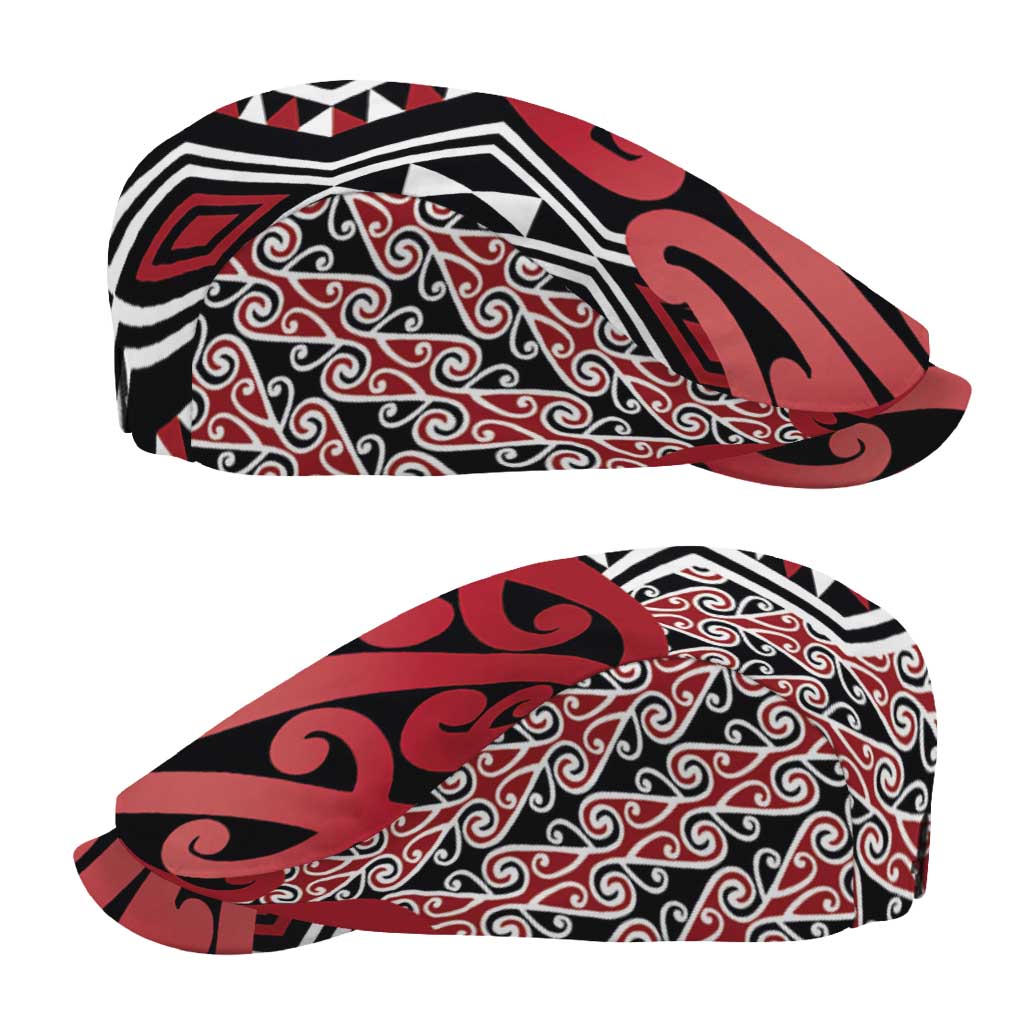 New Zealand Jeff Hat Aotearoa Kowhaiwhai Mix Taniko Art - Red - Aussie Hoodie