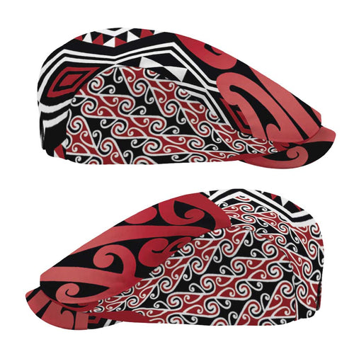 New Zealand Jeff Hat Aotearoa Kowhaiwhai Mix Taniko Art - Red - Aussie Hoodie