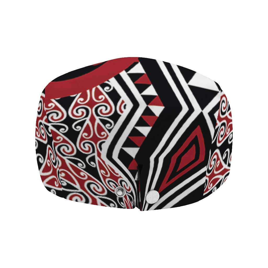 New Zealand Jeff Hat Aotearoa Kowhaiwhai Mix Taniko Art - Red - Aussie Hoodie