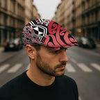 New Zealand Jeff Hat Aotearoa Kowhaiwhai Mix Taniko Art - Red - Aussie Hoodie