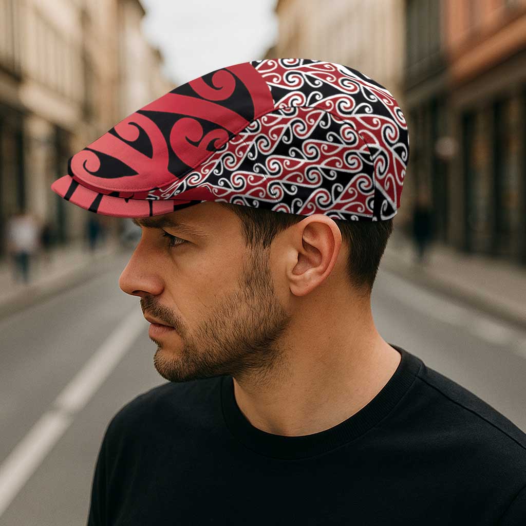 New Zealand Jeff Hat Aotearoa Kowhaiwhai Mix Taniko Art - Red - Aussie Hoodie