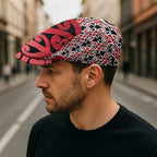 New Zealand Jeff Hat Aotearoa Kowhaiwhai Mix Taniko Art - Red - Aussie Hoodie