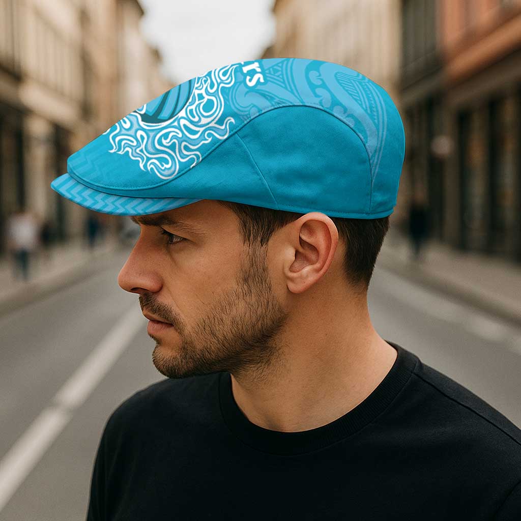 New Zealand Jeff Hat Fire Basketball Maori Tribal Sky Blue - Aussie Hoodie