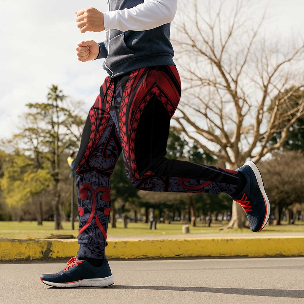 New Zealand Jogger Pants Maori Kiwiana Pattern Tukutuku Motif