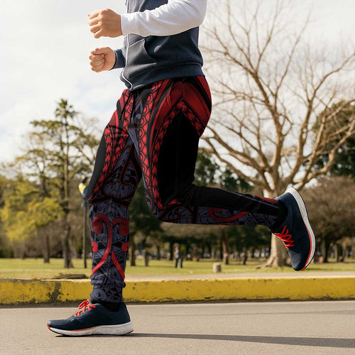 New Zealand Jogger Pants Maori Kiwiana Pattern Tukutuku Motif