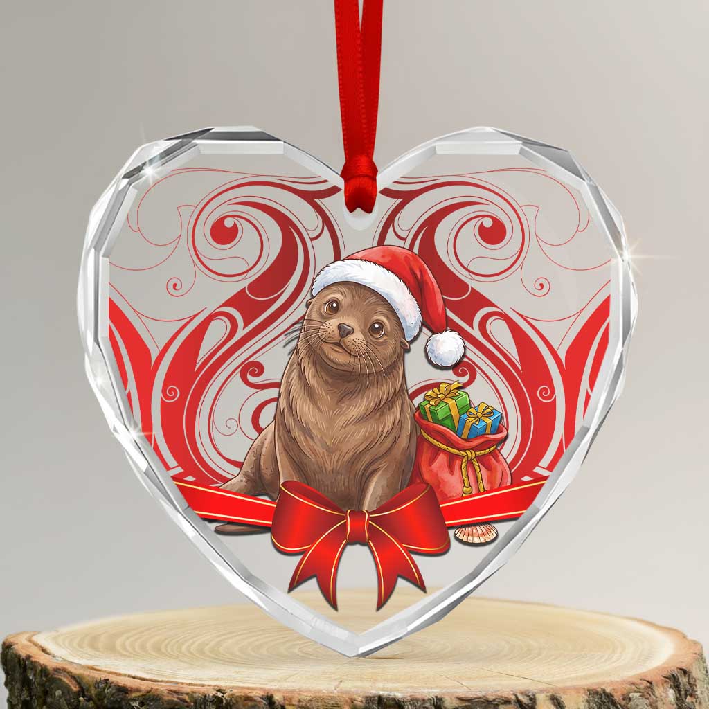 New Zealand Kekeno Seal Christmas Glass Ornament