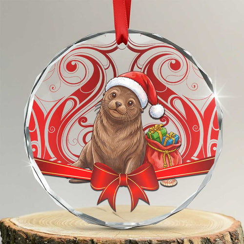 New Zealand Kekeno Seal Christmas Glass Ornament
