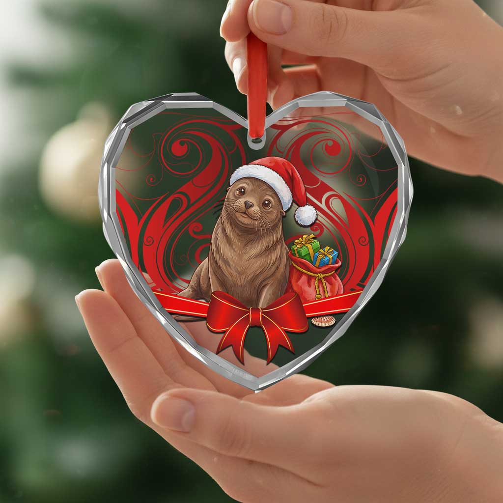 New Zealand Kekeno Seal Christmas Glass Ornament