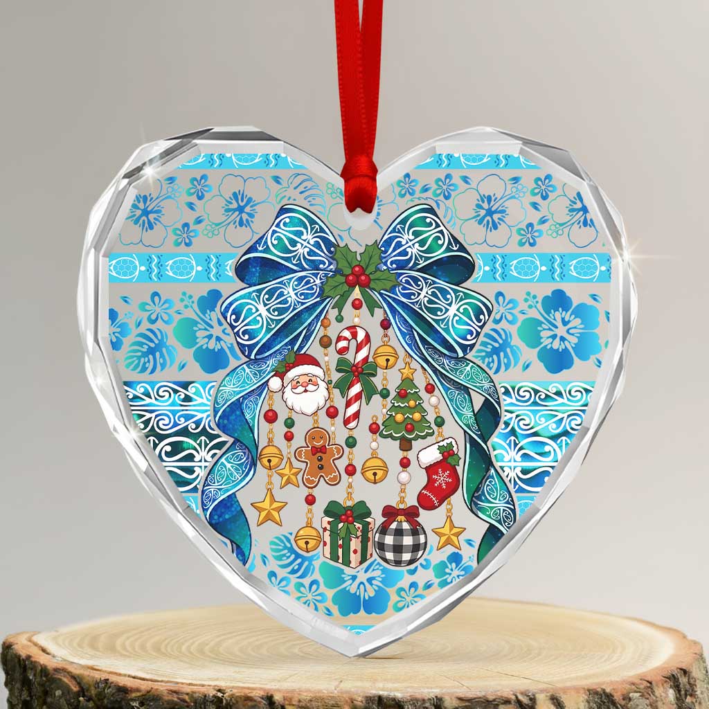 New Zealand Kowhai Ngutukaka Christmas Bow Glass Ornament Meri Kirihimete