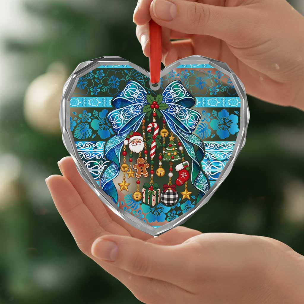 New Zealand Kowhai Ngutukaka Christmas Bow Glass Ornament Meri Kirihimete