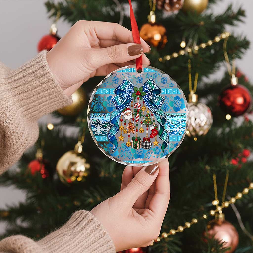 New Zealand Kowhai Ngutukaka Christmas Bow Glass Ornament Meri Kirihimete