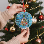 New Zealand Kowhai Ngutukaka Christmas Bow Glass Ornament Meri Kirihimete