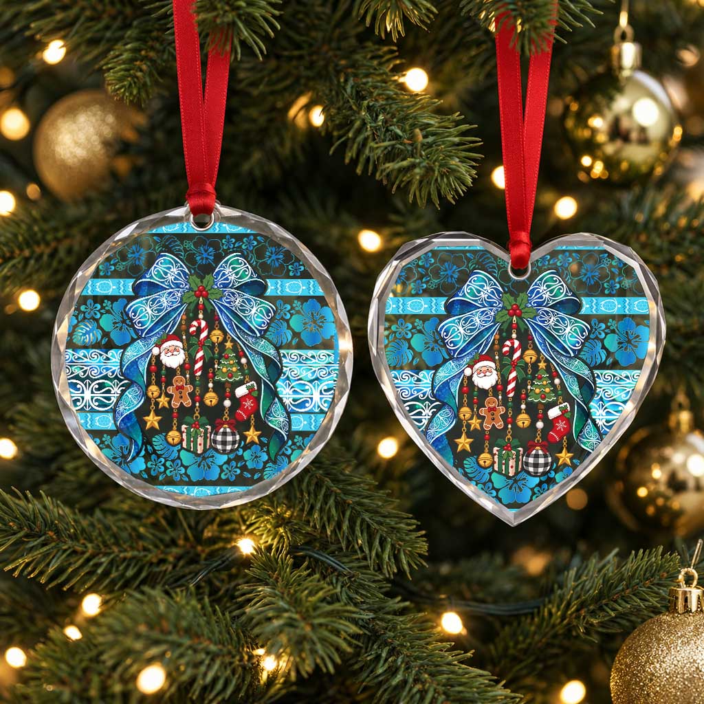New Zealand Kowhai Ngutukaka Christmas Bow Glass Ornament Meri Kirihimete