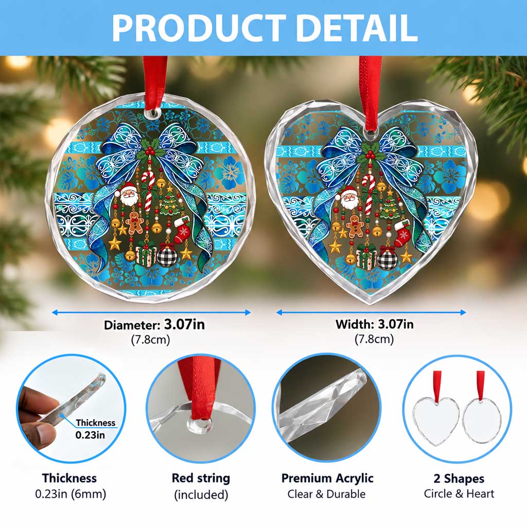 New Zealand Kowhai Ngutukaka Christmas Bow Glass Ornament Meri Kirihimete