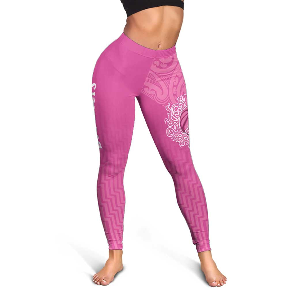 New Zealand Leggings Fire Basketball Maori Tribal Pink - Aussie Hoodie