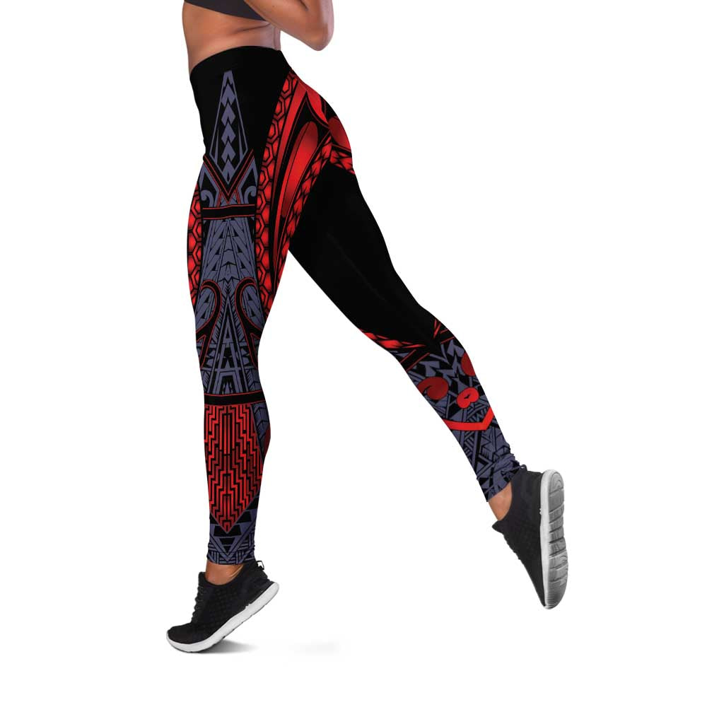New Zealand Leggings Maori Kiwiana Pattern Tukutuku Motif