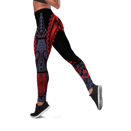 New Zealand Leggings Maori Kiwiana Pattern Tukutuku Motif