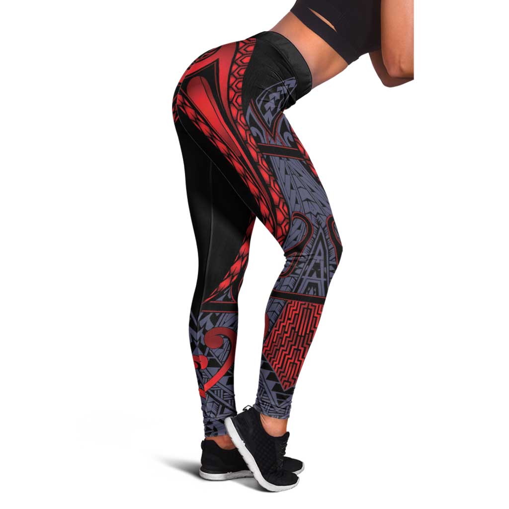 New Zealand Leggings Maori Kiwiana Pattern Tukutuku Motif